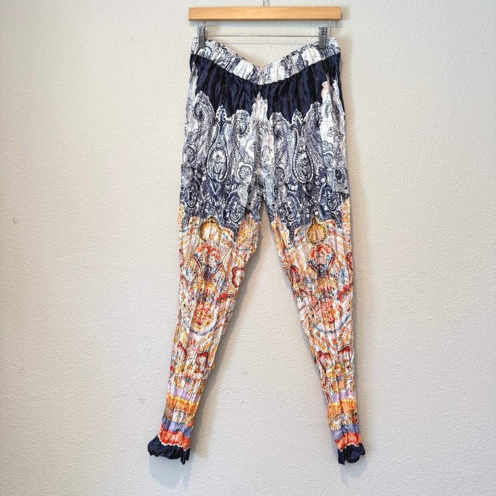 Calypso St. Barth Vanna Printed Pants Multi Paisley Boho Silk Feel Size M NEW